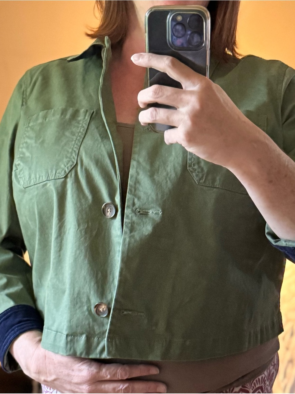 Lane Bryant Olive Green Utility Jacket with Pocket Front